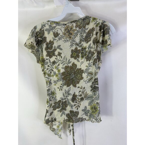 Vintage Y2K Wet Seal Floral Flounce Baby Doll Top Shirt Forest Gobling Fairy - Picture 7 of 8